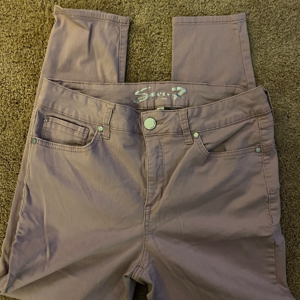 Seven 7 Womens High Rise Waist Jeans Skinny Stretch Com Mauve Pink Sz 12